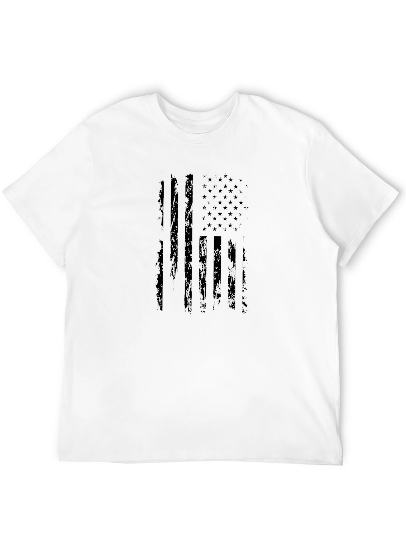 Distressed American Flag Graphic Tee - Black