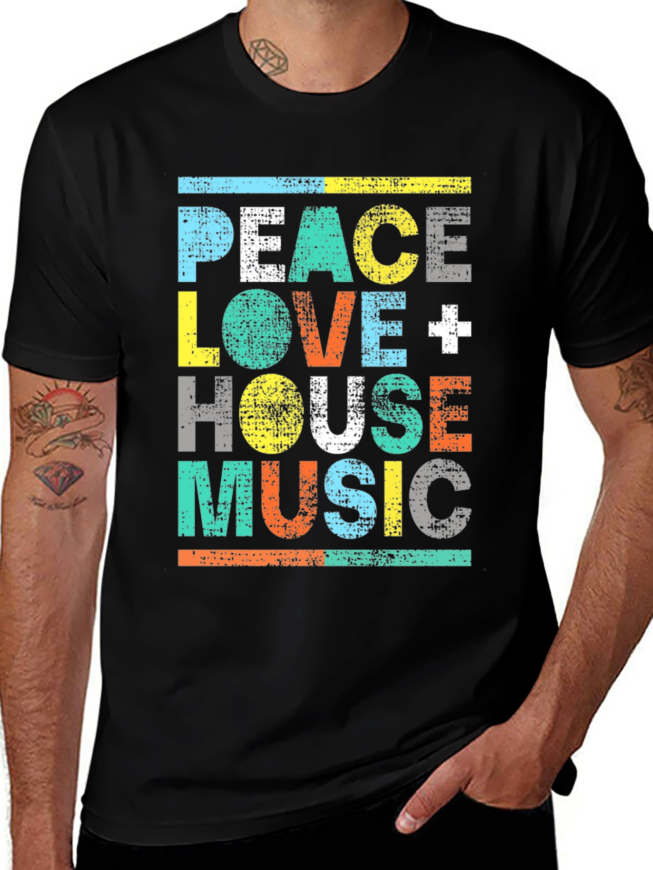 Peace Love House Music Graphic Tee