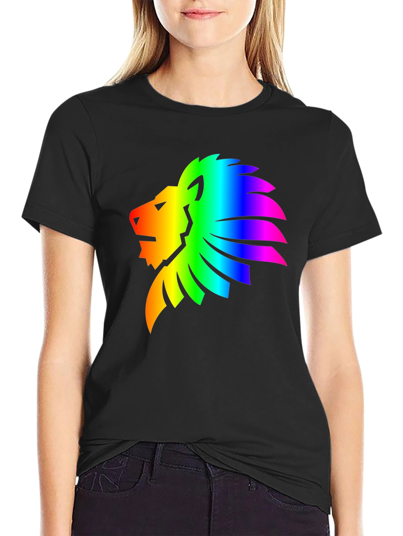 Rainbow Lion Graphic Tee - Mens Black T-Shirt