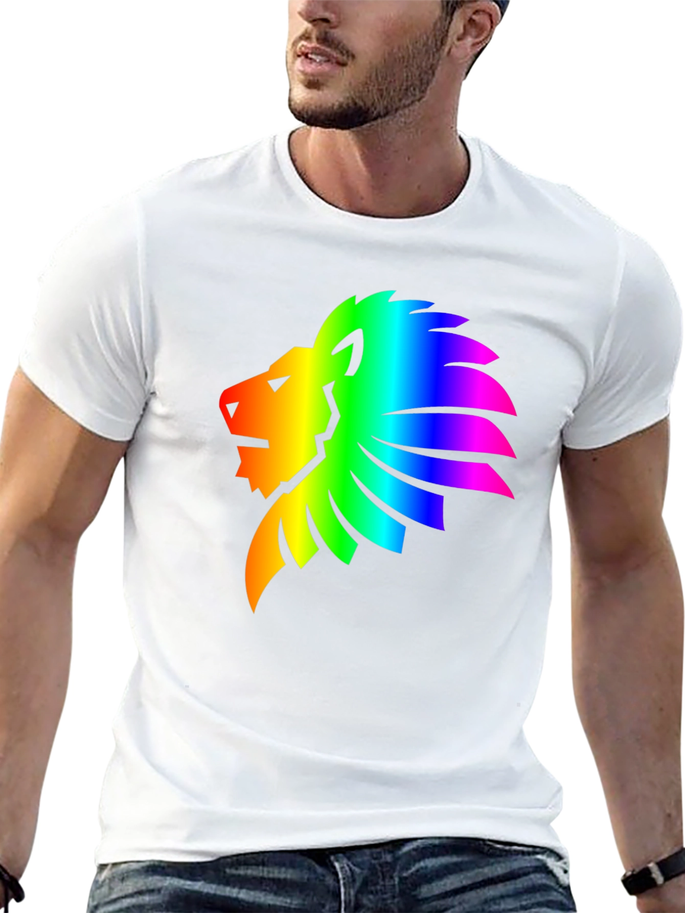 Rainbow Lion Graphic Tee - Mens Black T-Shirt