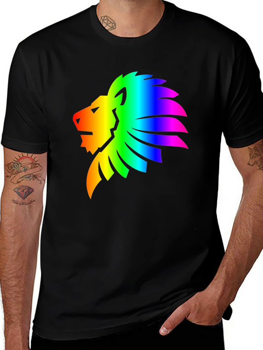 Rainbow Lion Graphic Tee - Mens Black T-Shirt