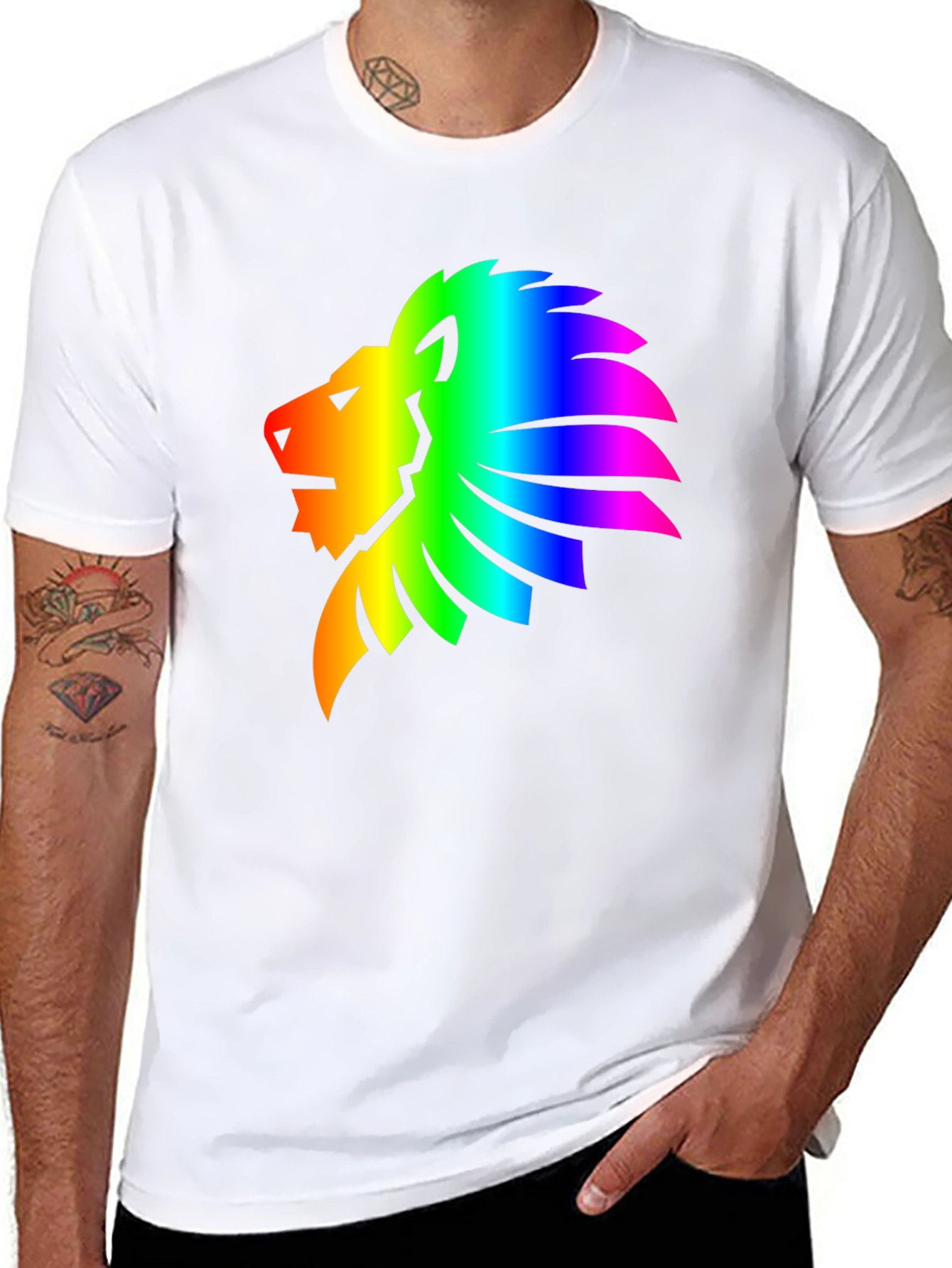 Rainbow Lion Graphic Tee - Mens Black T-Shirt
