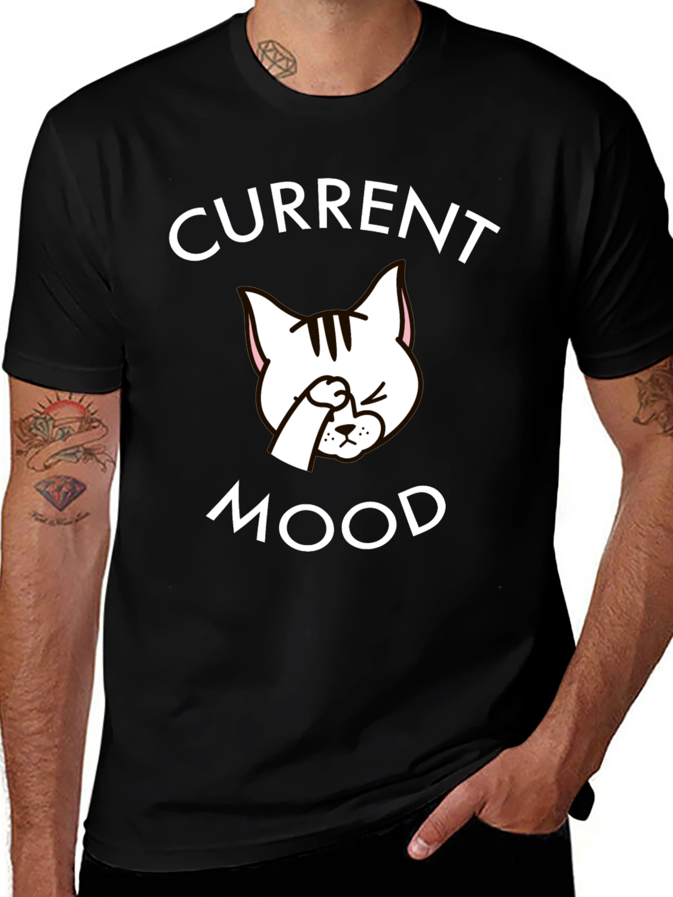 Current Mood Cat Graphic T-Shirt - Trendy Unisex Tee