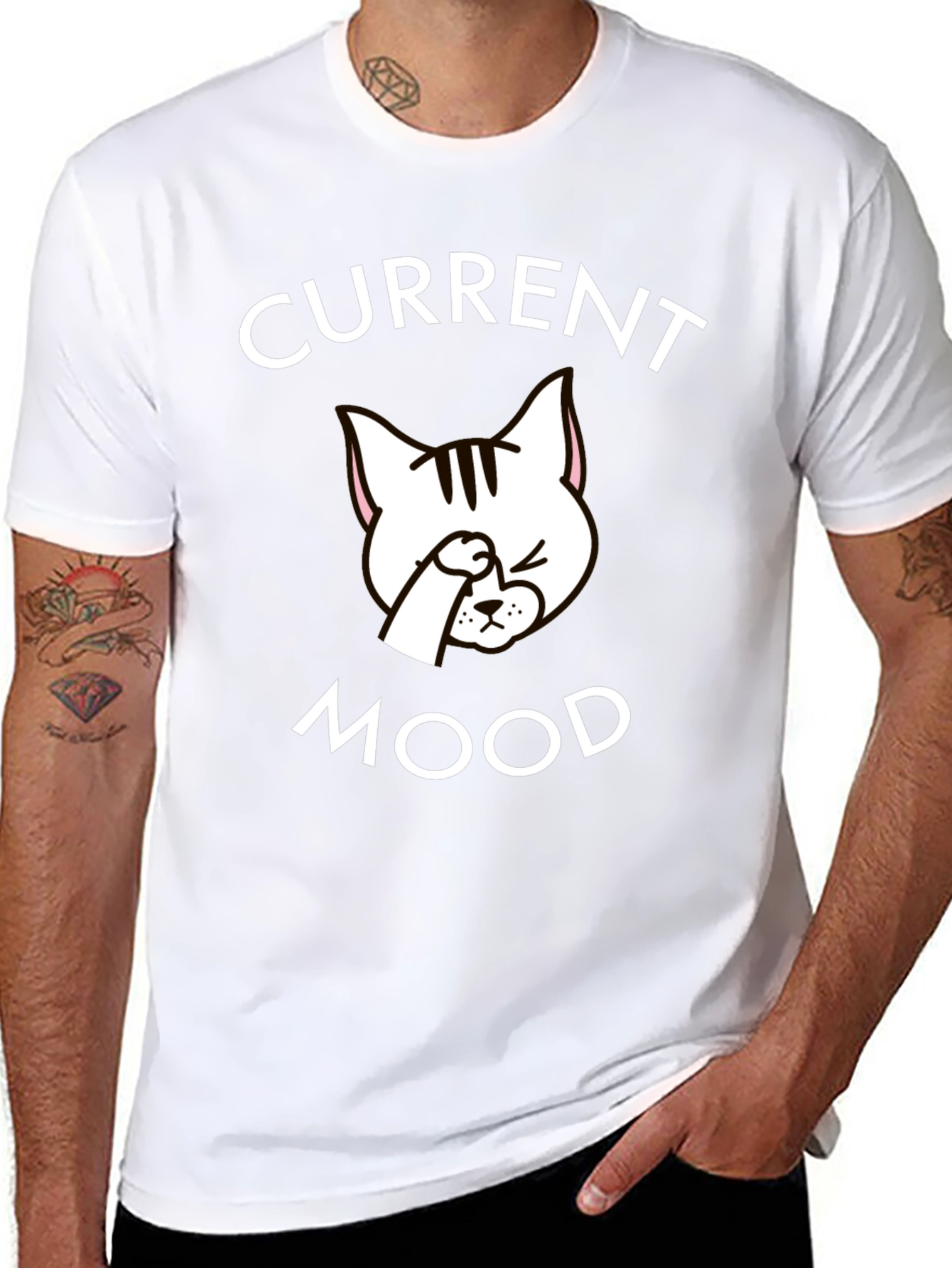 Current Mood Cat Graphic T-Shirt - Trendy Unisex Tee