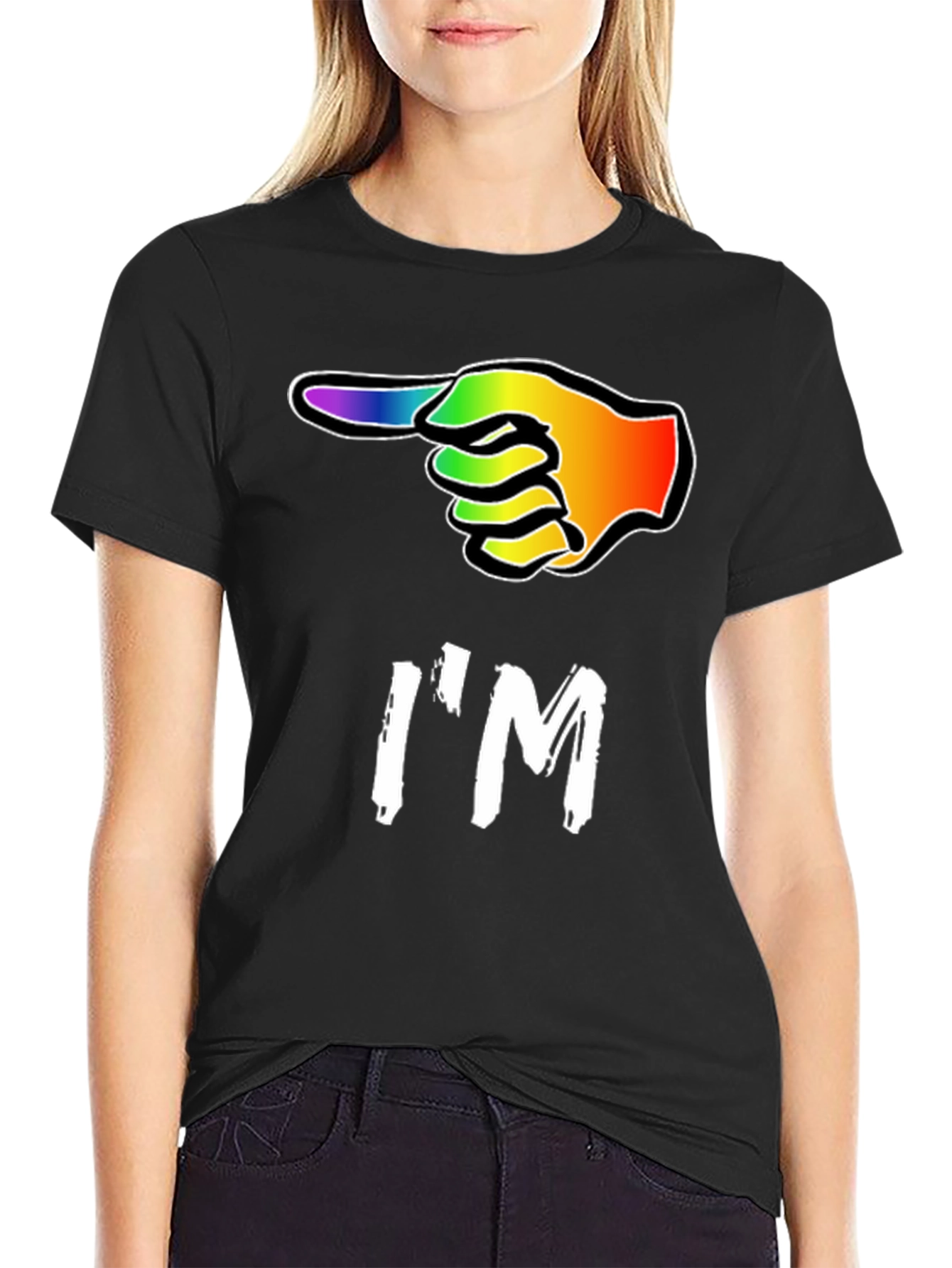 Im With LGBT Pointing Rainbow Hand T-Shirt