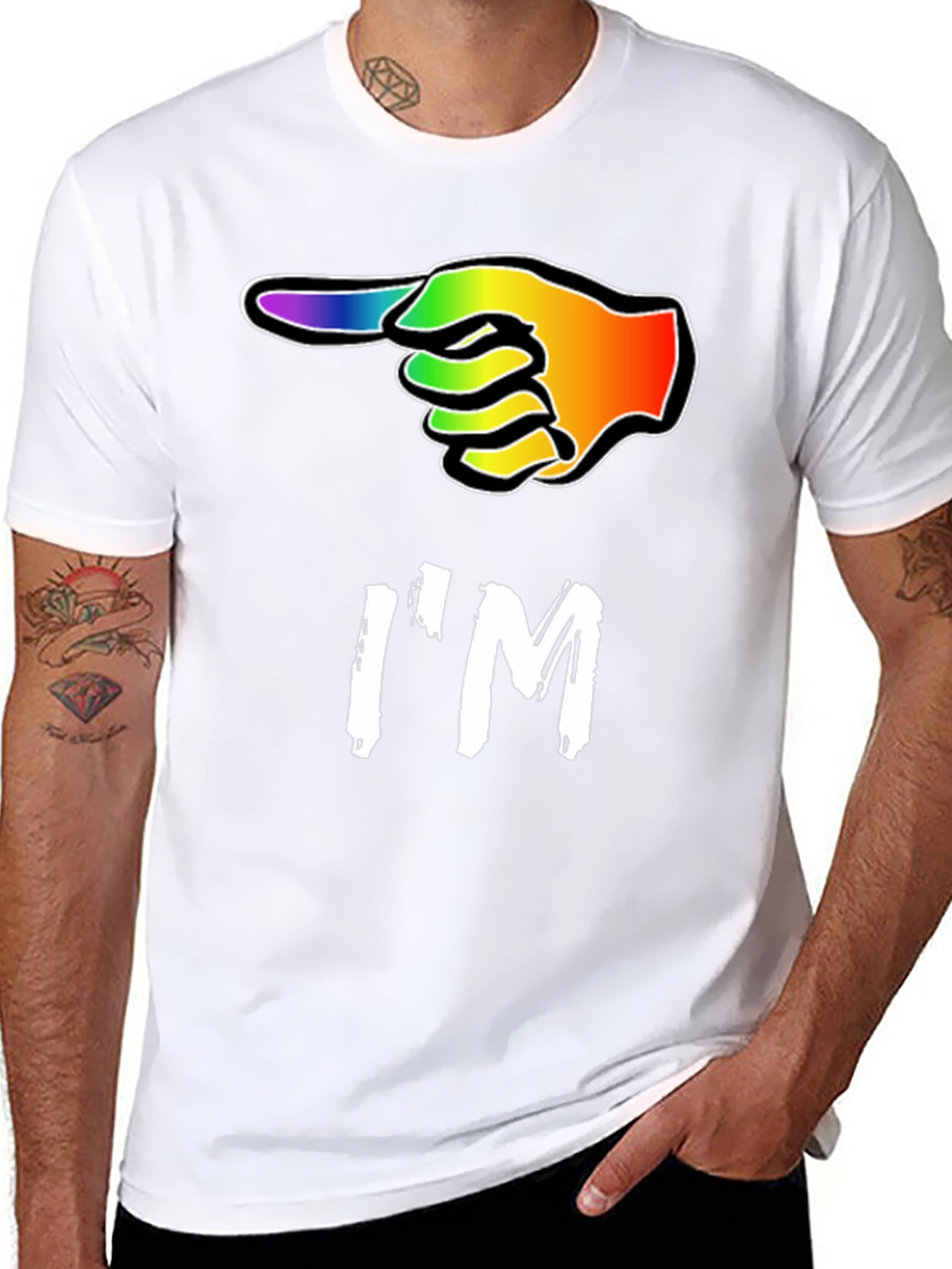 Im With LGBT Pointing Rainbow Hand T-Shirt