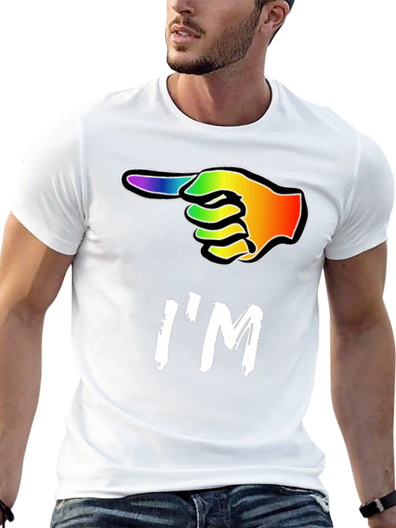 Im With LGBT Pointing Rainbow Hand T-Shirt