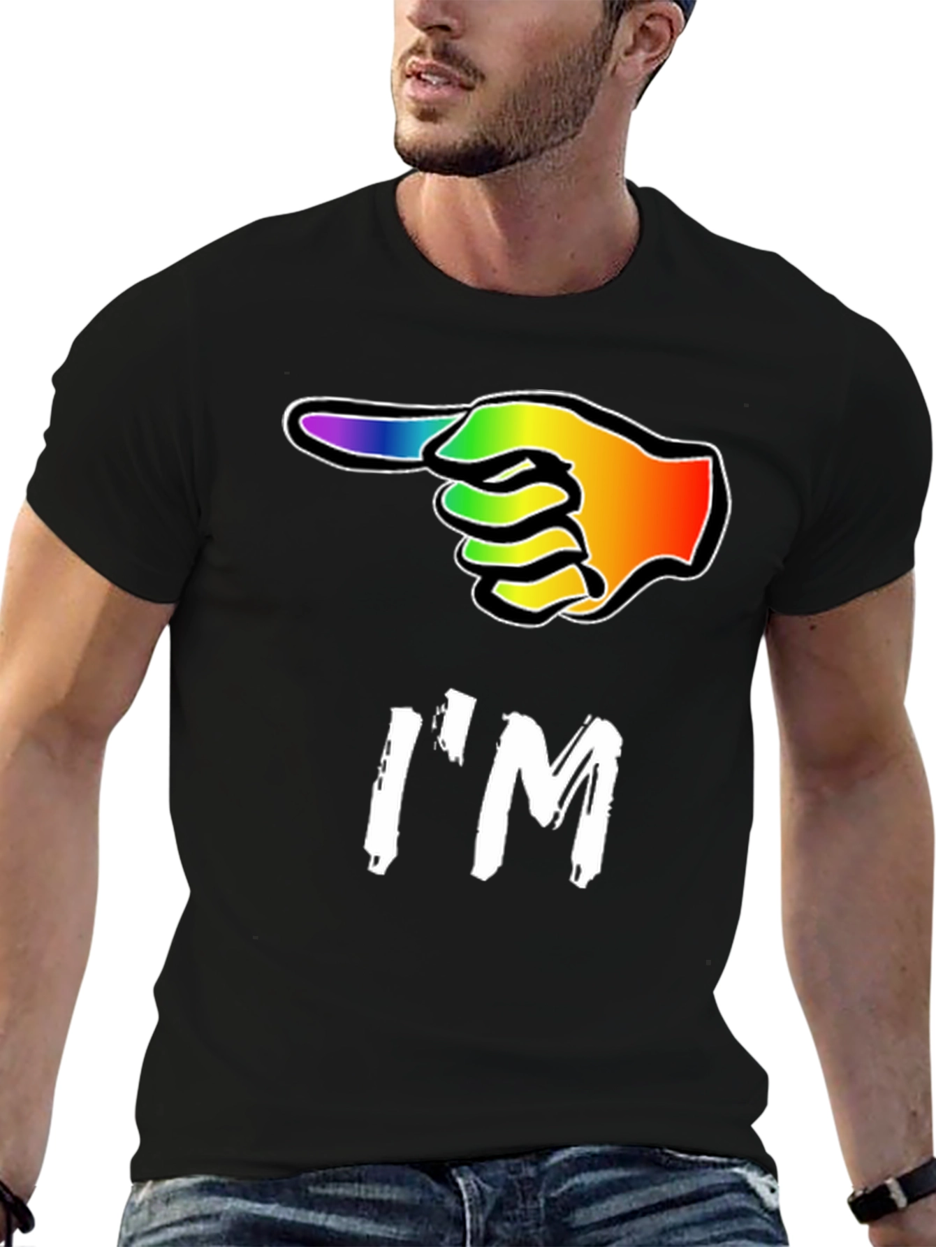 Im With LGBT Pointing Rainbow Hand T-Shirt