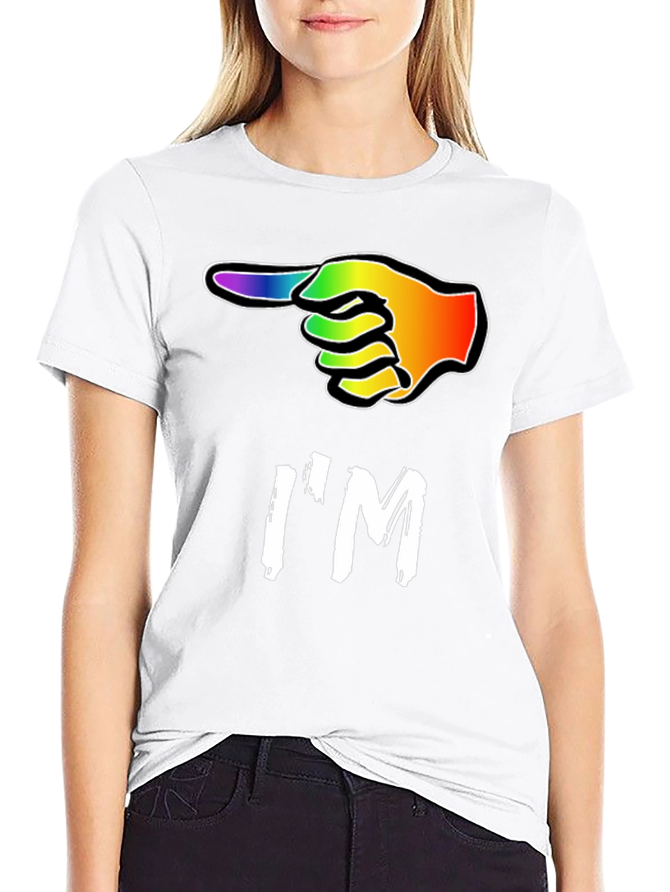 Im With LGBT Pointing Rainbow Hand T-Shirt