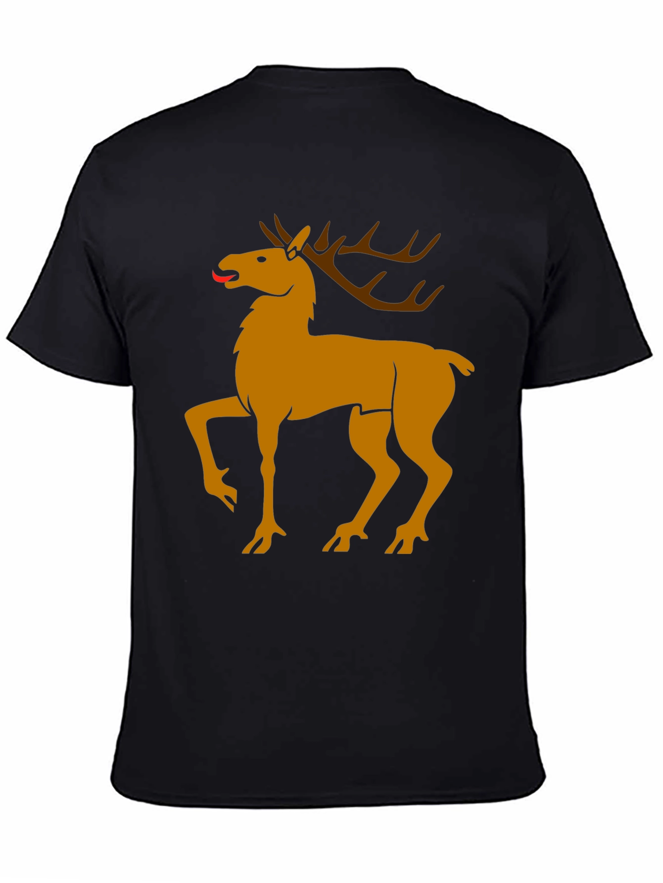 Black Tee with Golden Deer Graphic
