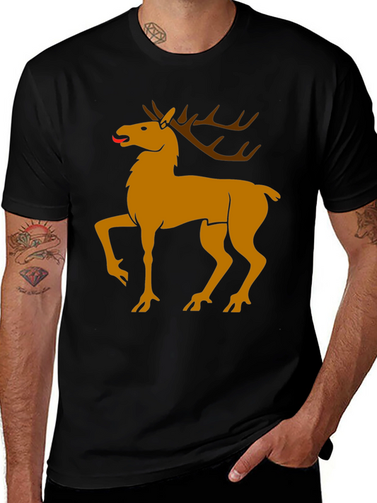 Black Tee with Golden Deer Graphic