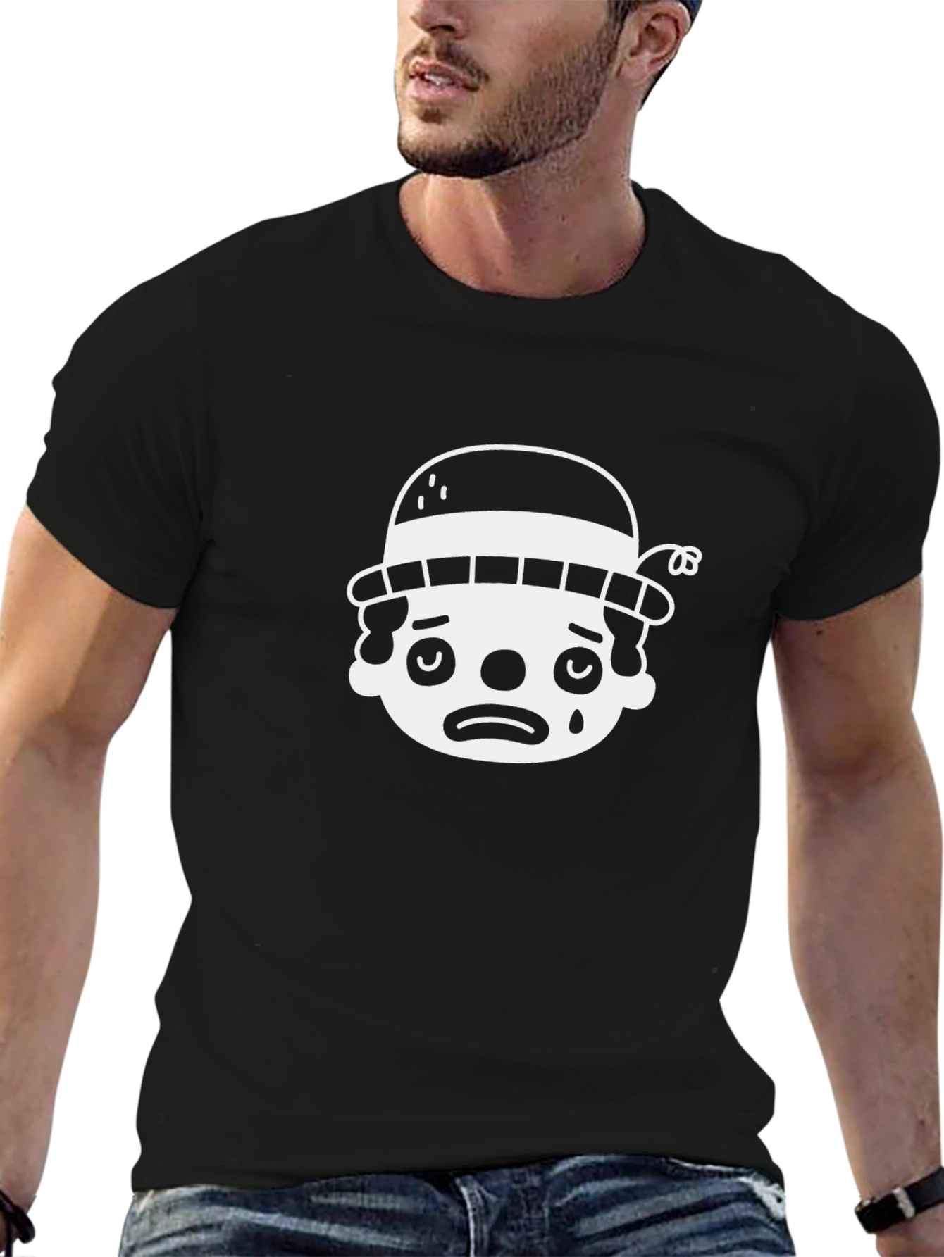 Sad Clown Graphic Tee - Black Cotton T-Shirt