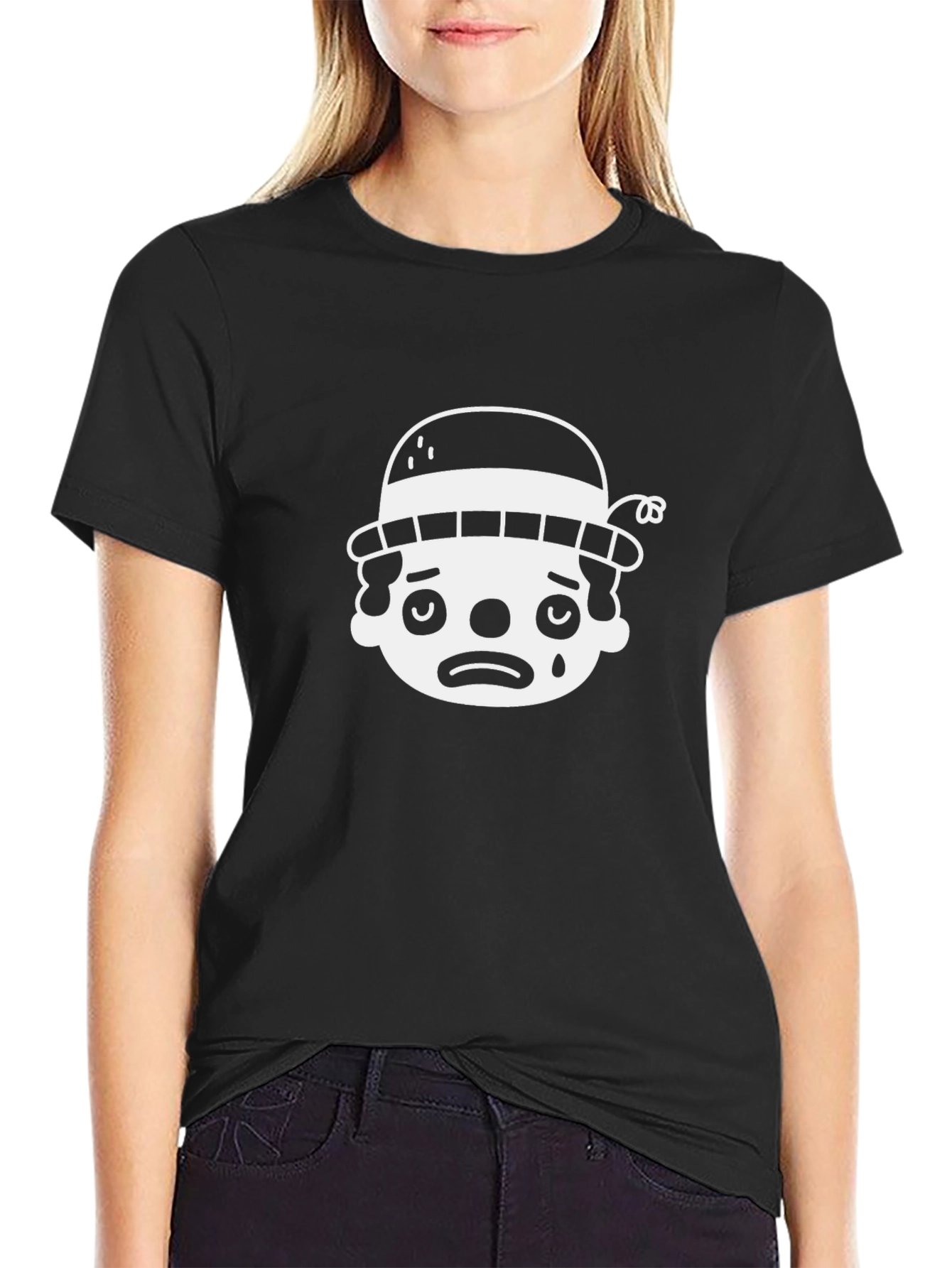 Sad Clown Graphic Tee - Black Cotton T-Shirt