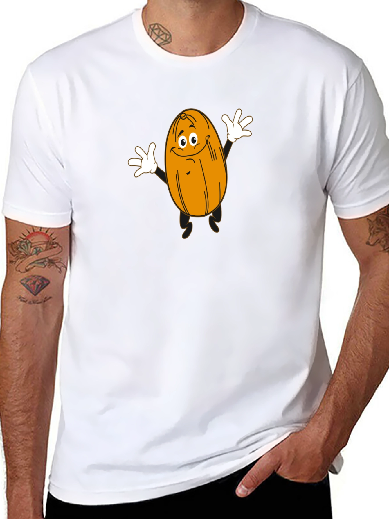 Funny Cartoon Date Fruit Black T-Shirt