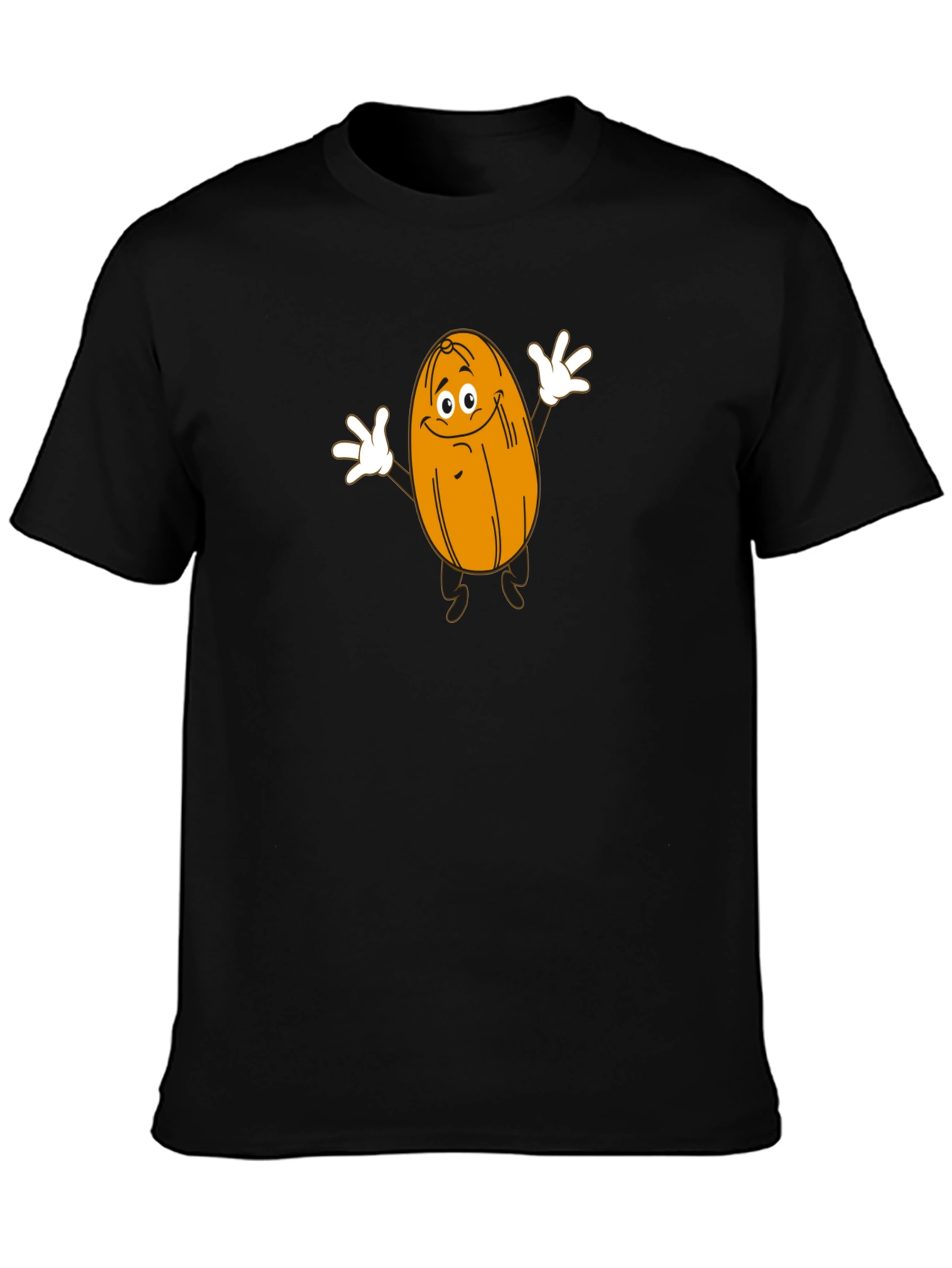 Funny Cartoon Date Fruit Black T-Shirt