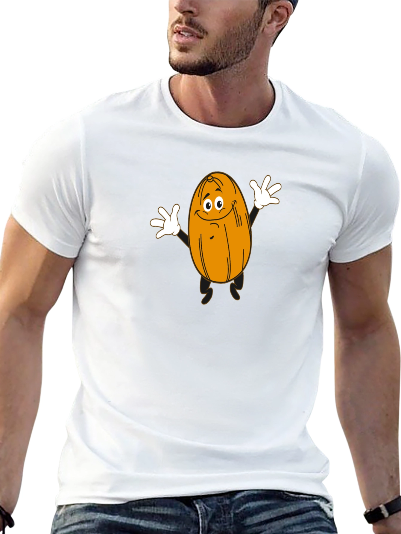 Funny Cartoon Date Fruit Black T-Shirt