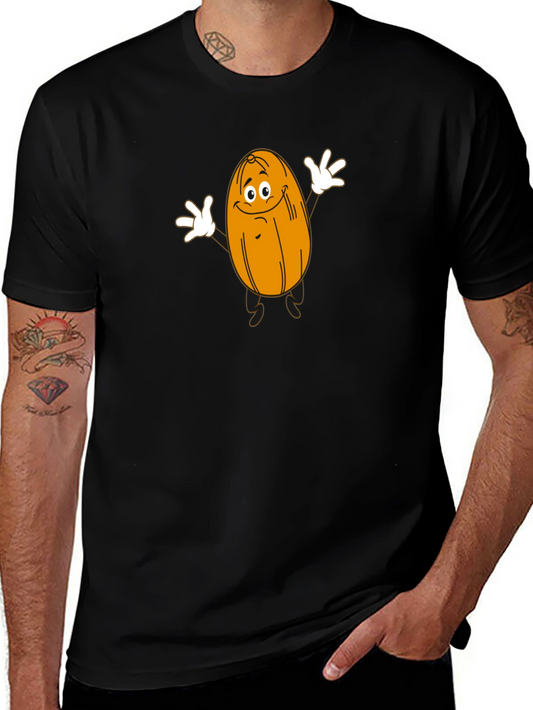 Funny Cartoon Date Fruit Black T-Shirt