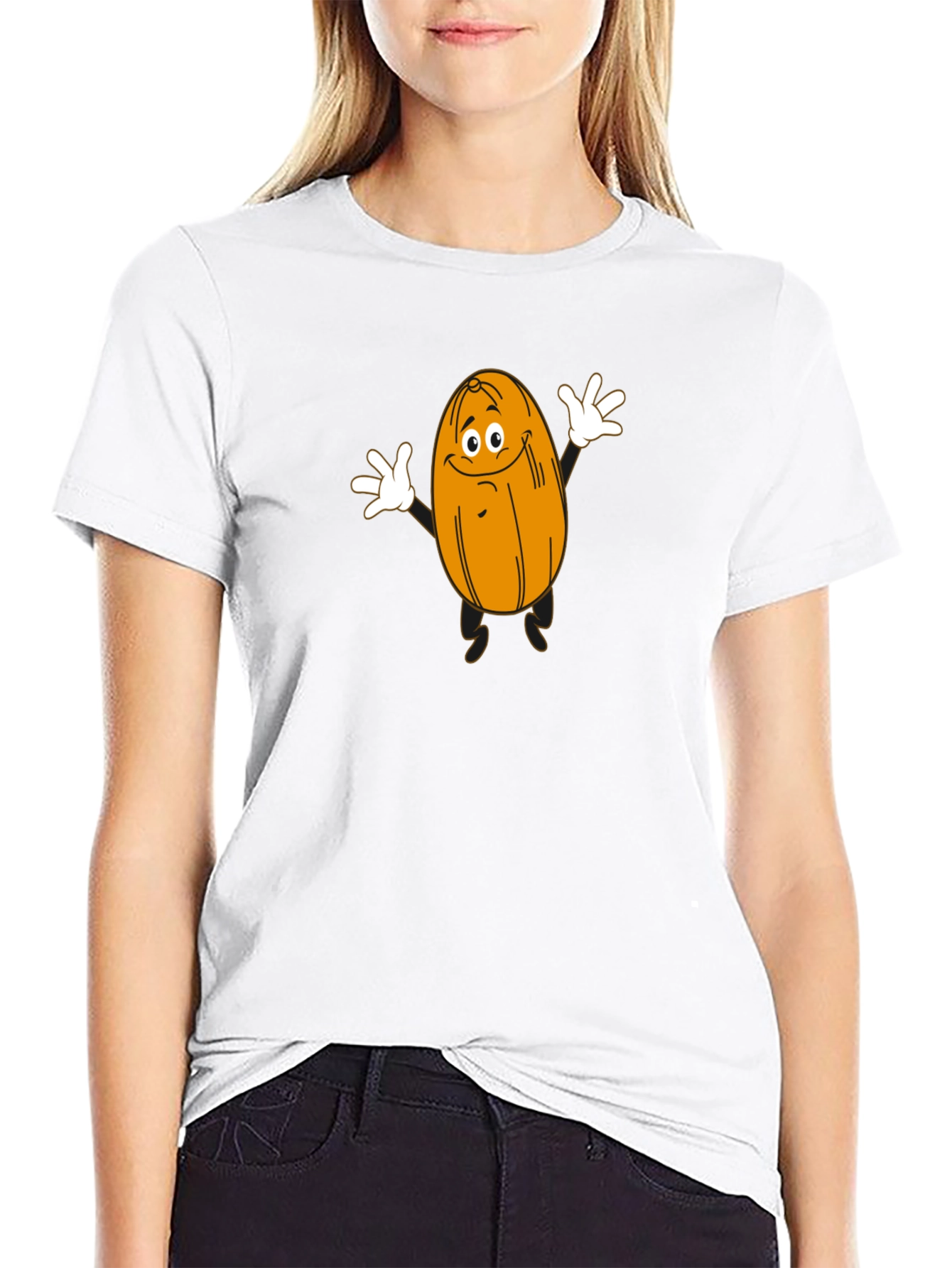 Funny Cartoon Date Fruit Black T-Shirt