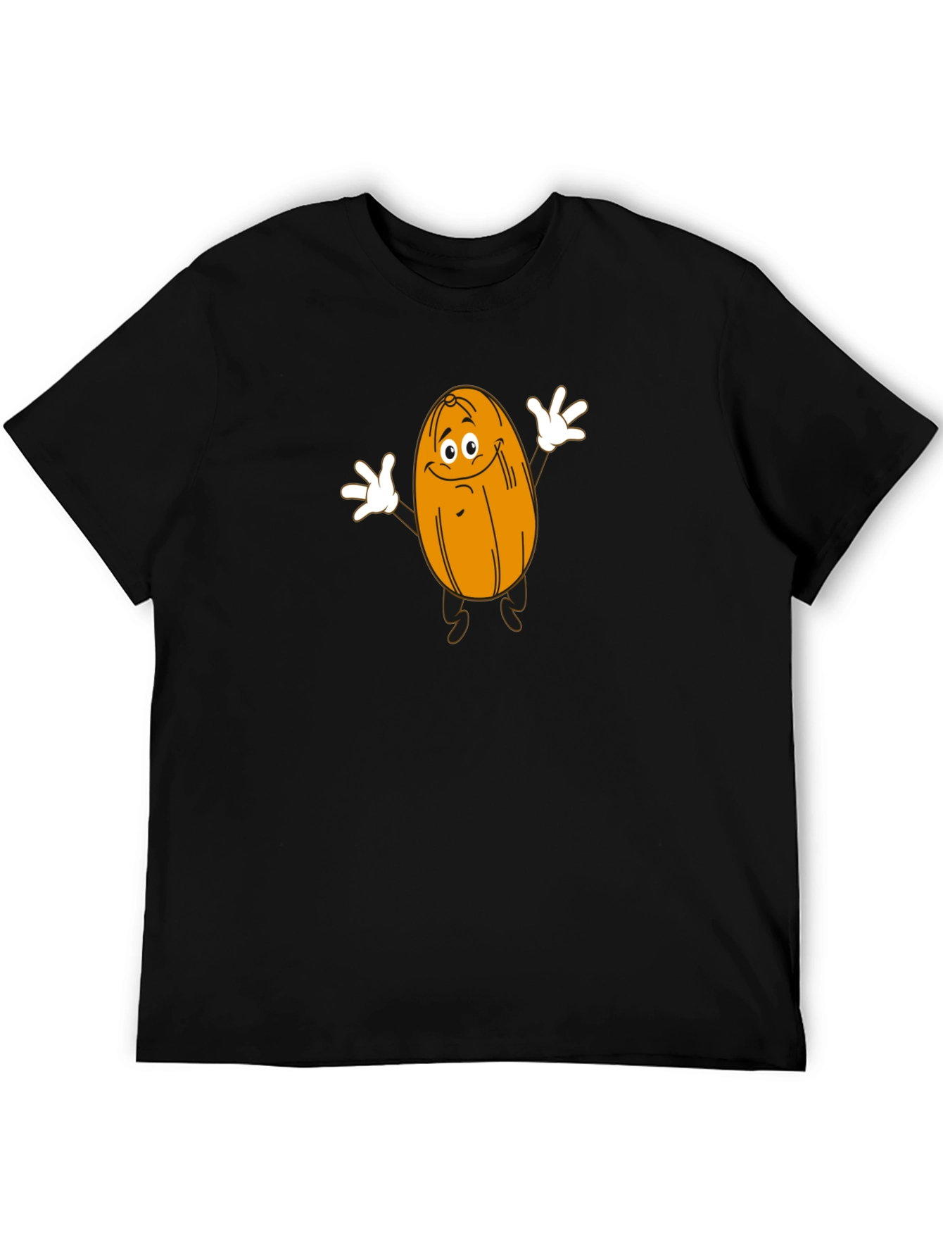 Funny Cartoon Date Fruit Black T-Shirt