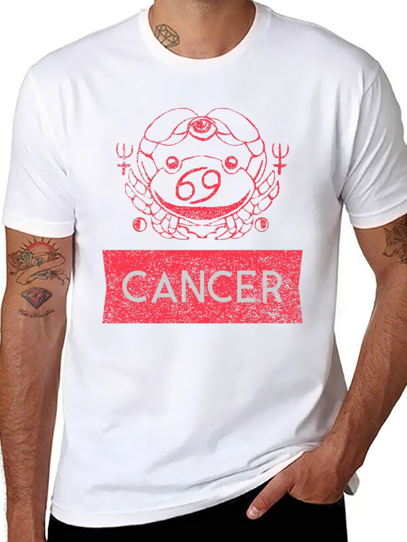 Cancer Zodiac T-Shirt - Red Graphic Design