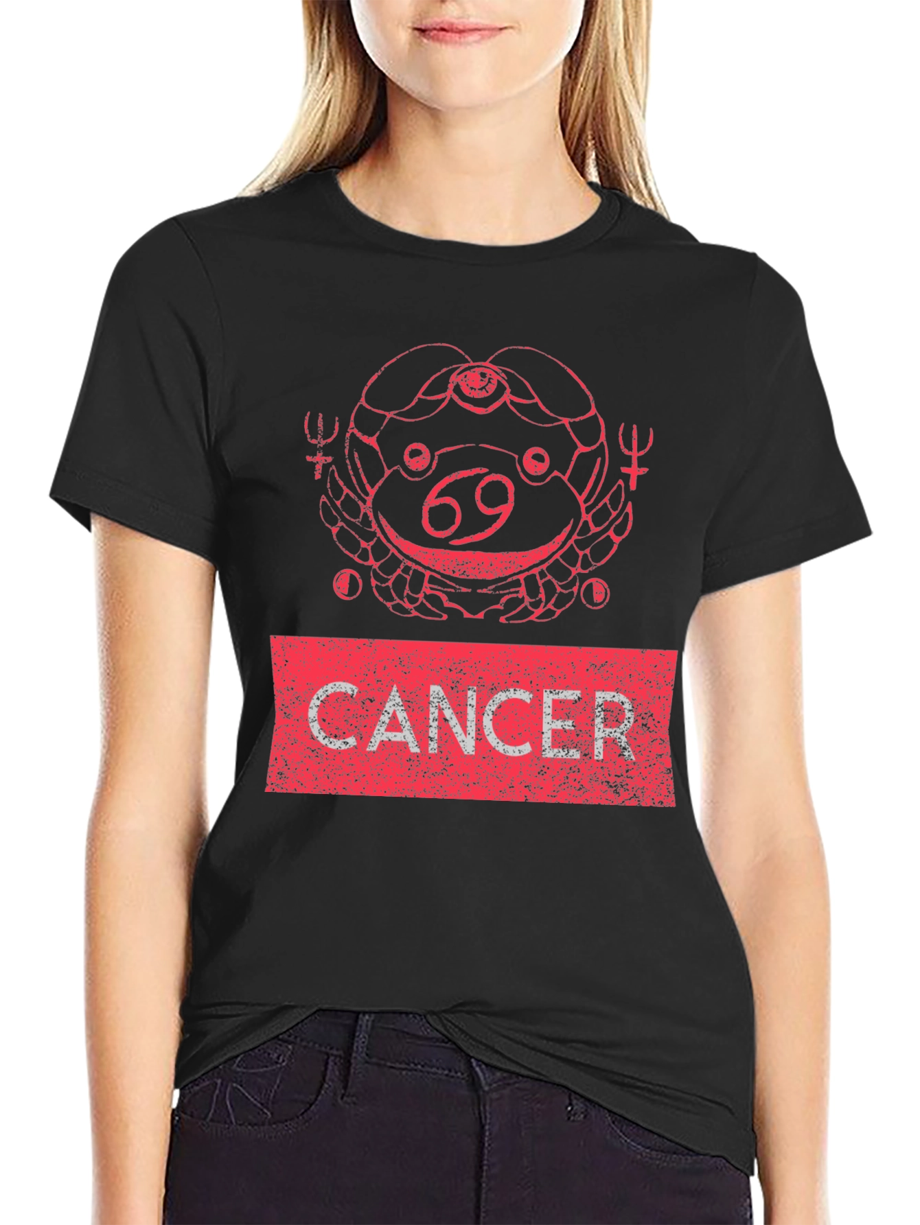 Cancer Zodiac T-Shirt - Red Graphic Design