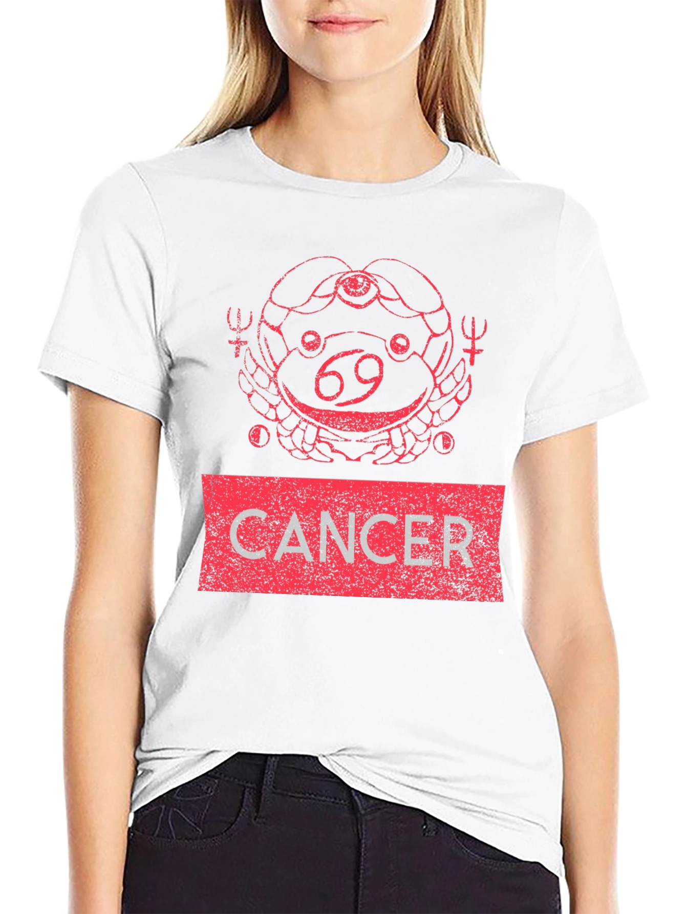 Cancer Zodiac T-Shirt - Red Graphic Design