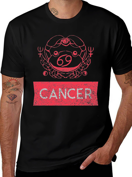 Cancer Zodiac T-Shirt - Red Graphic Design