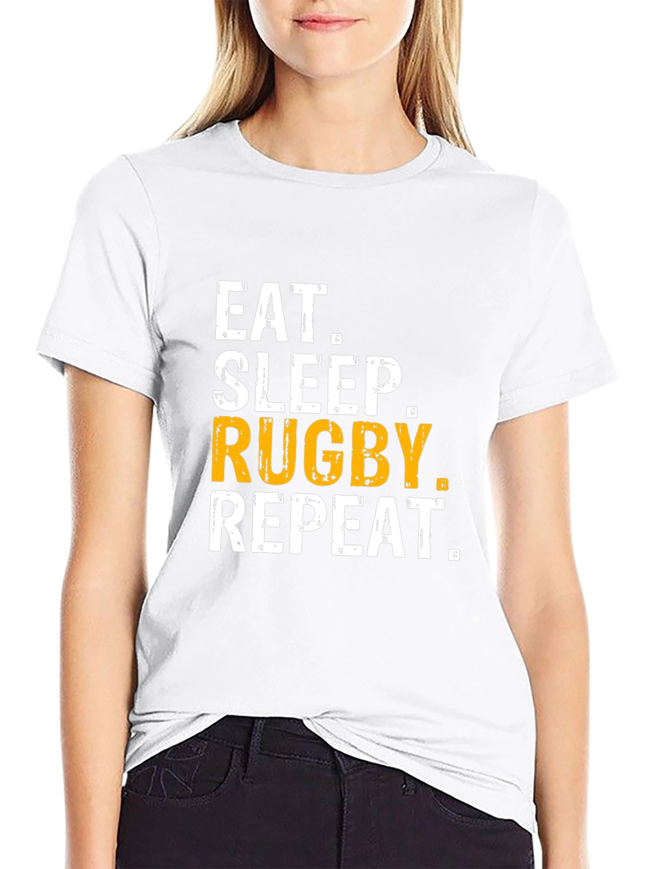 Eat Sleep Rugby Repeat T-Shirt - Black