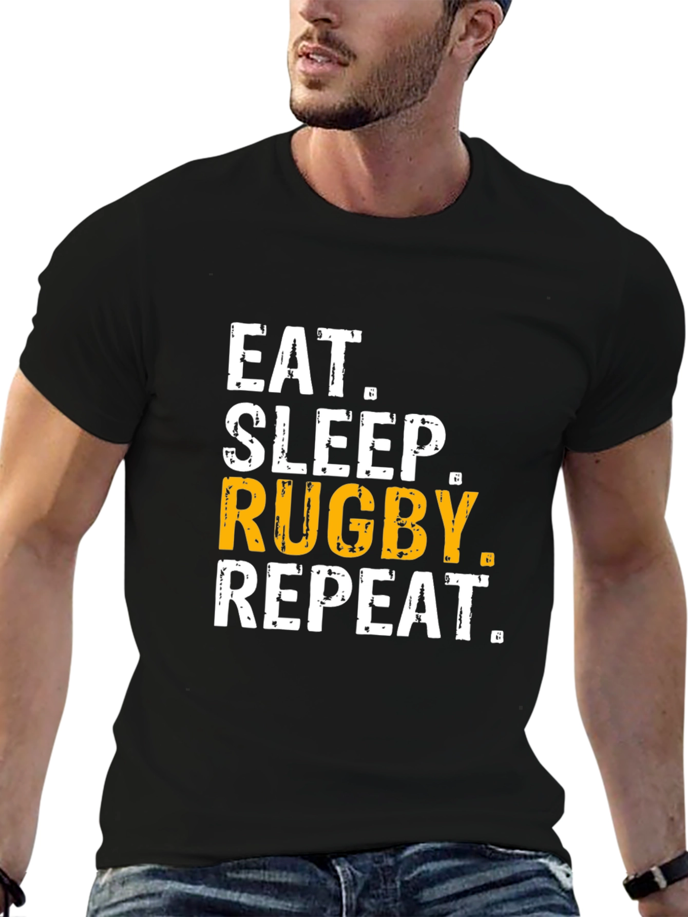 Eat Sleep Rugby Repeat T-Shirt - Black