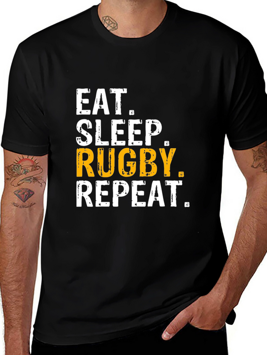 Eat Sleep Rugby Repeat T-Shirt - Black