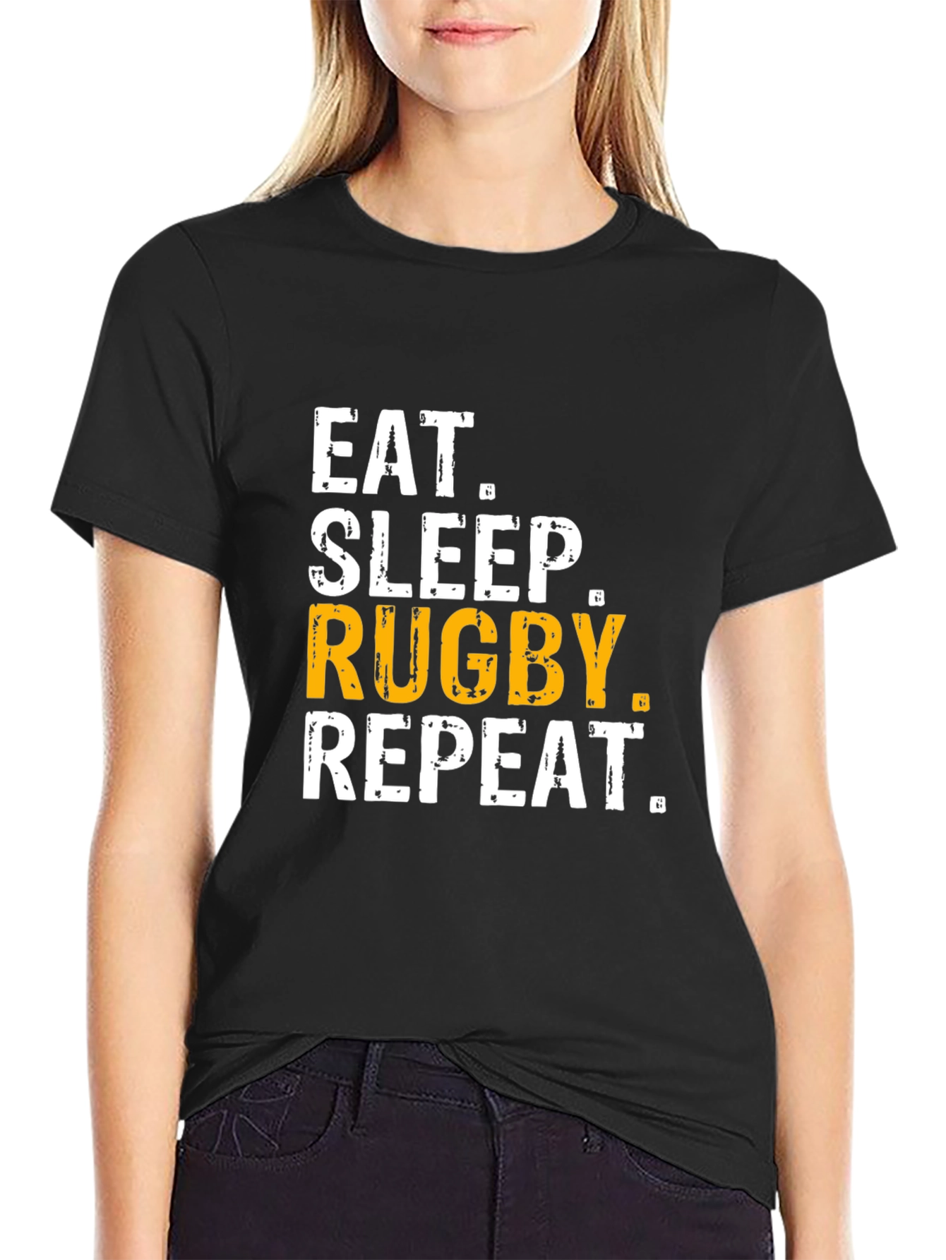 Eat Sleep Rugby Repeat T-Shirt - Black
