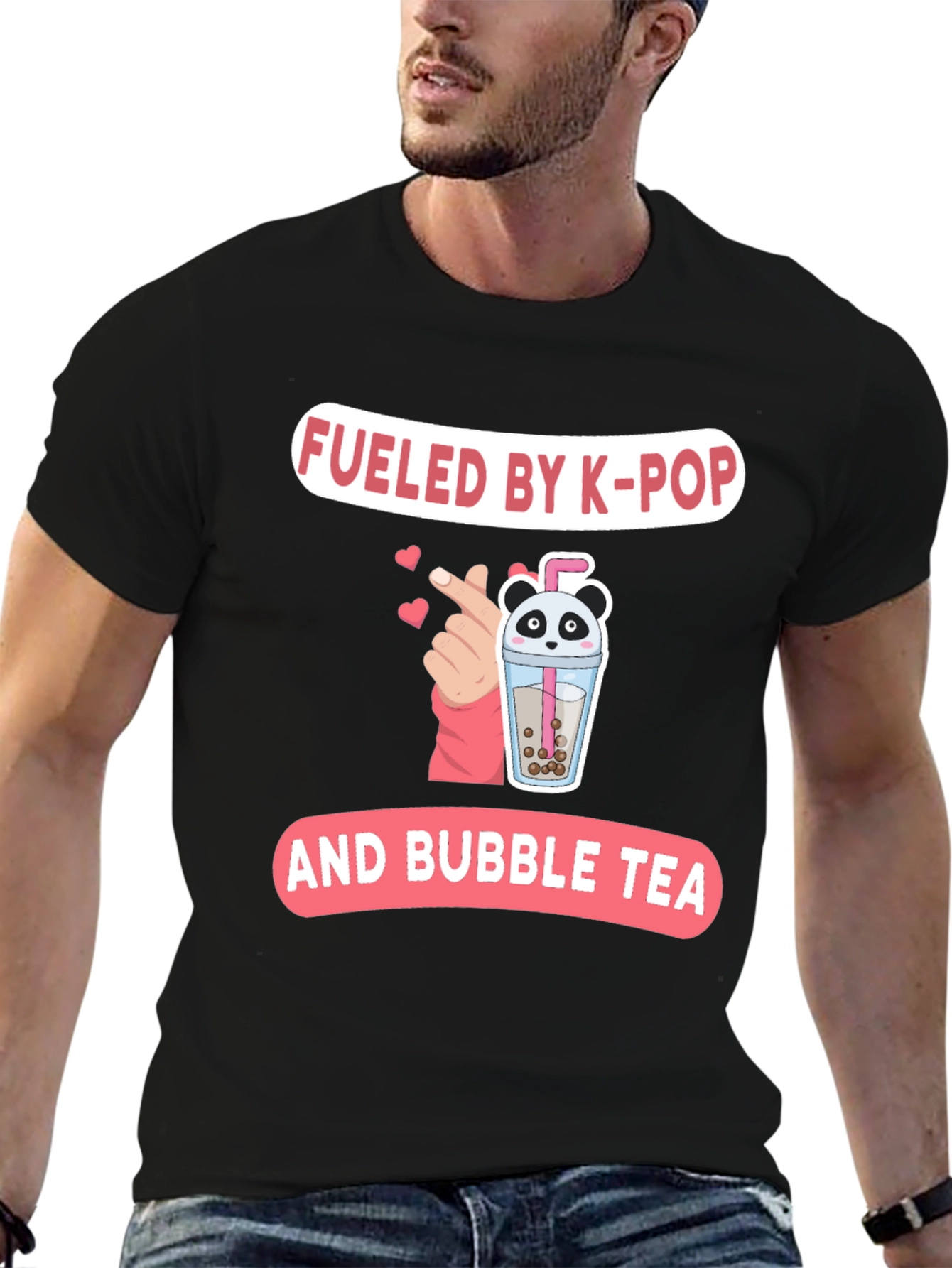 Fueled By K-Pop & Bubble Tea Black T-Shirt