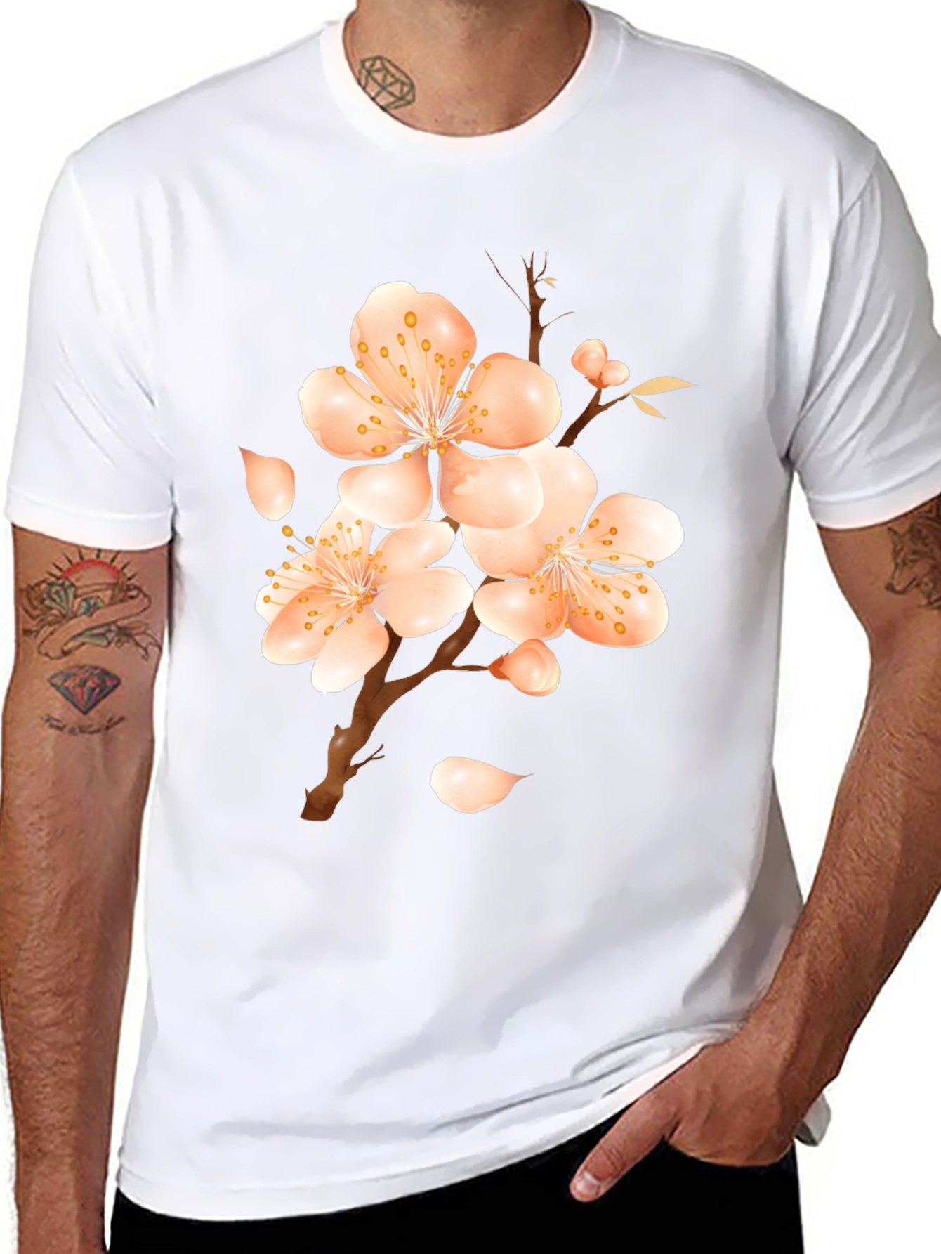 Blossom Print Black T-Shirt