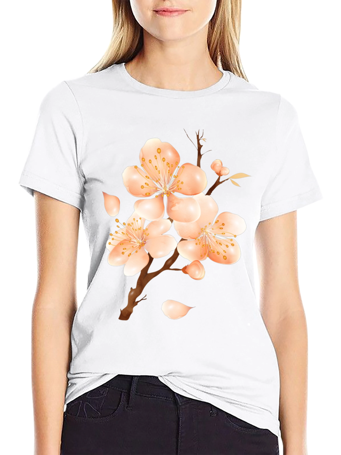 Blossom Print Black T-Shirt