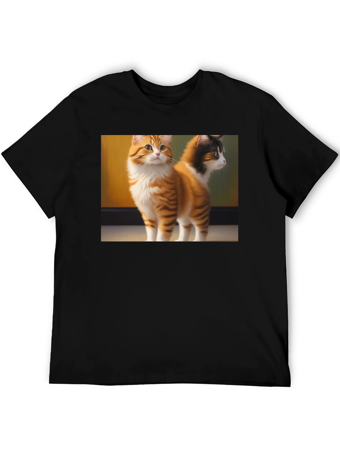 Cute Cat Graphic Black T-Shirt