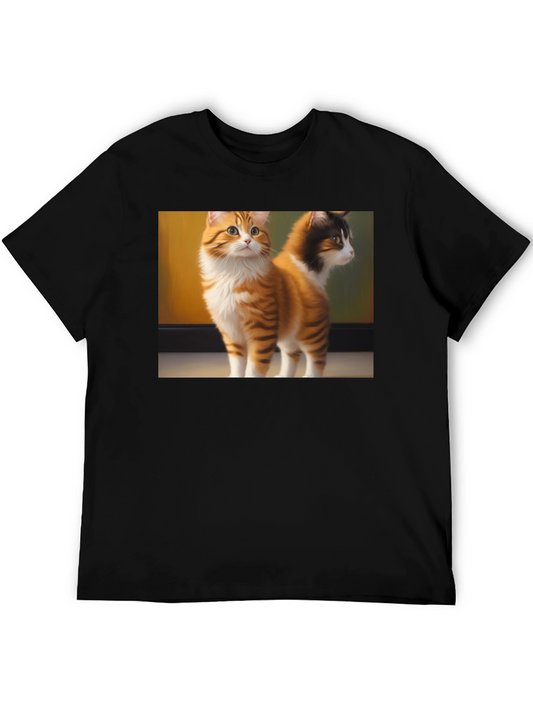 Cute Cat Graphic Black T-Shirt