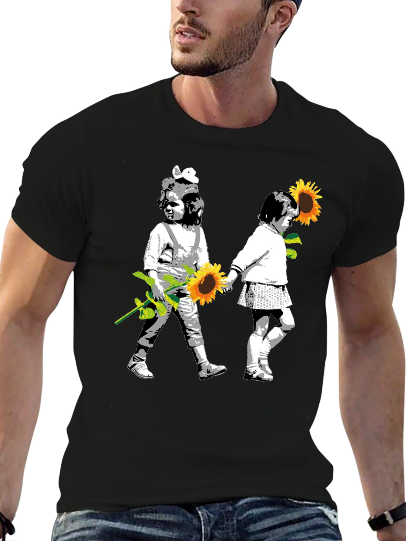 Banksy Inspired Sunflower T-Shirt