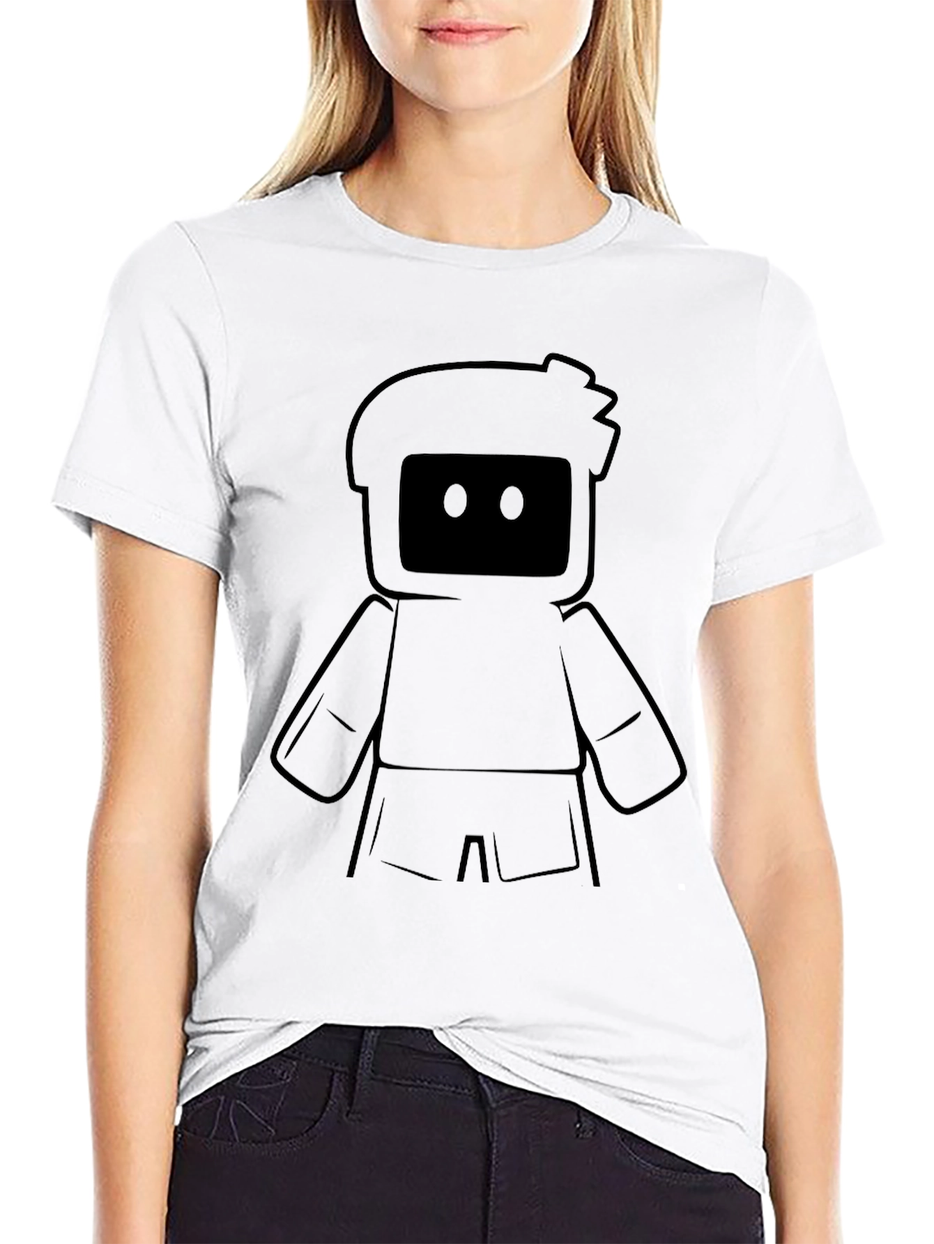 Cool Black Graphic Tee - Robot Design