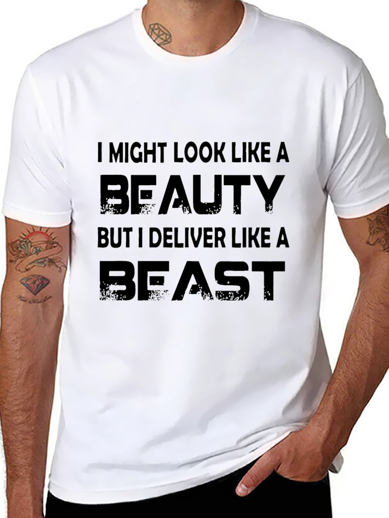 Beauty and Beast Mens Black T-Shirt