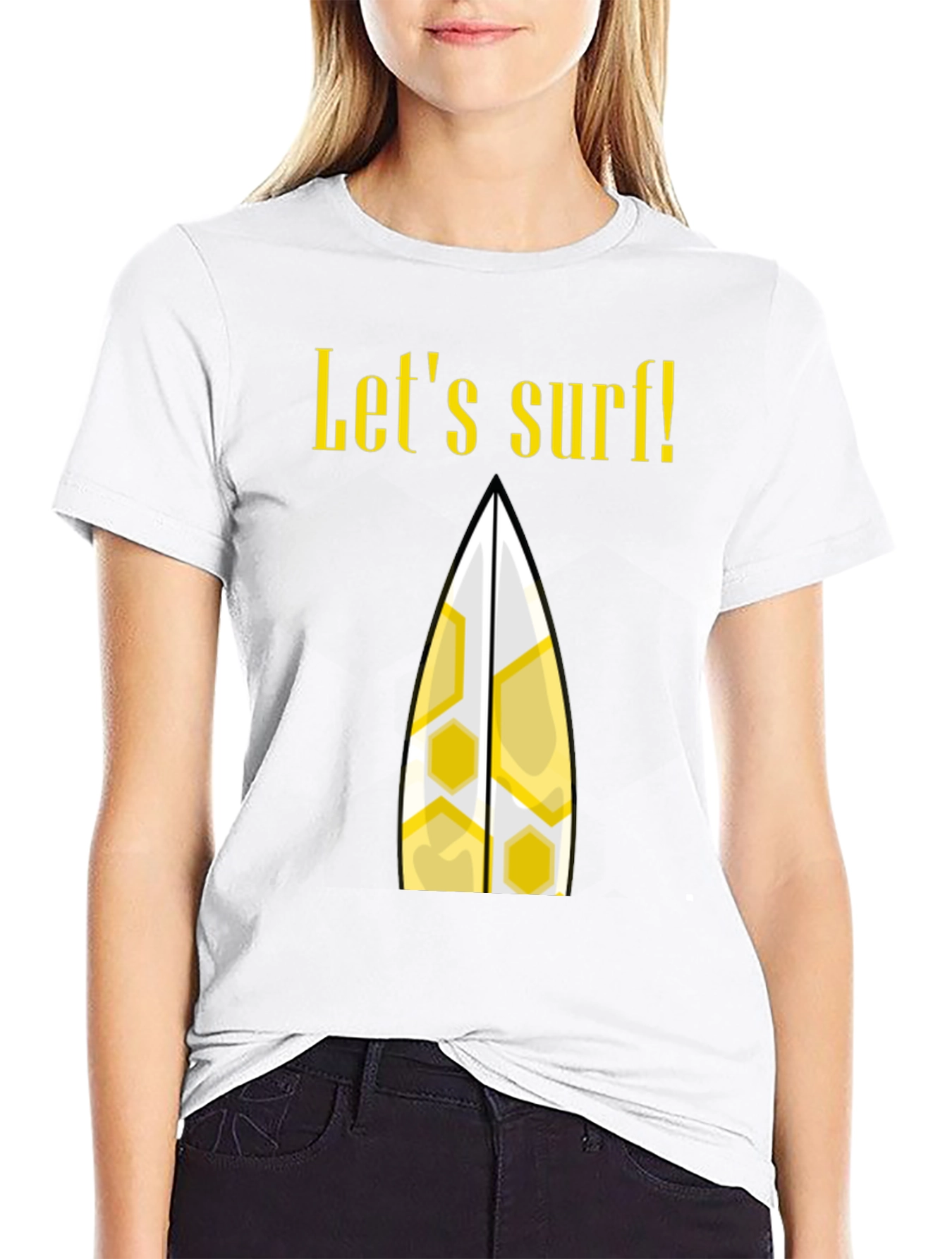 Lets Surf Graphic Tee - Black Cotton T-Shirt