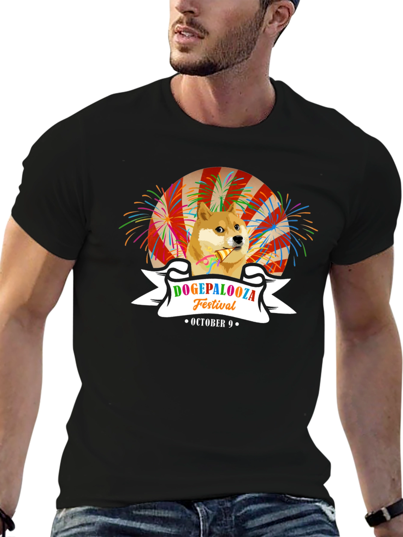 DogePalooza Festival Black T-Shirt October 9th Celebration