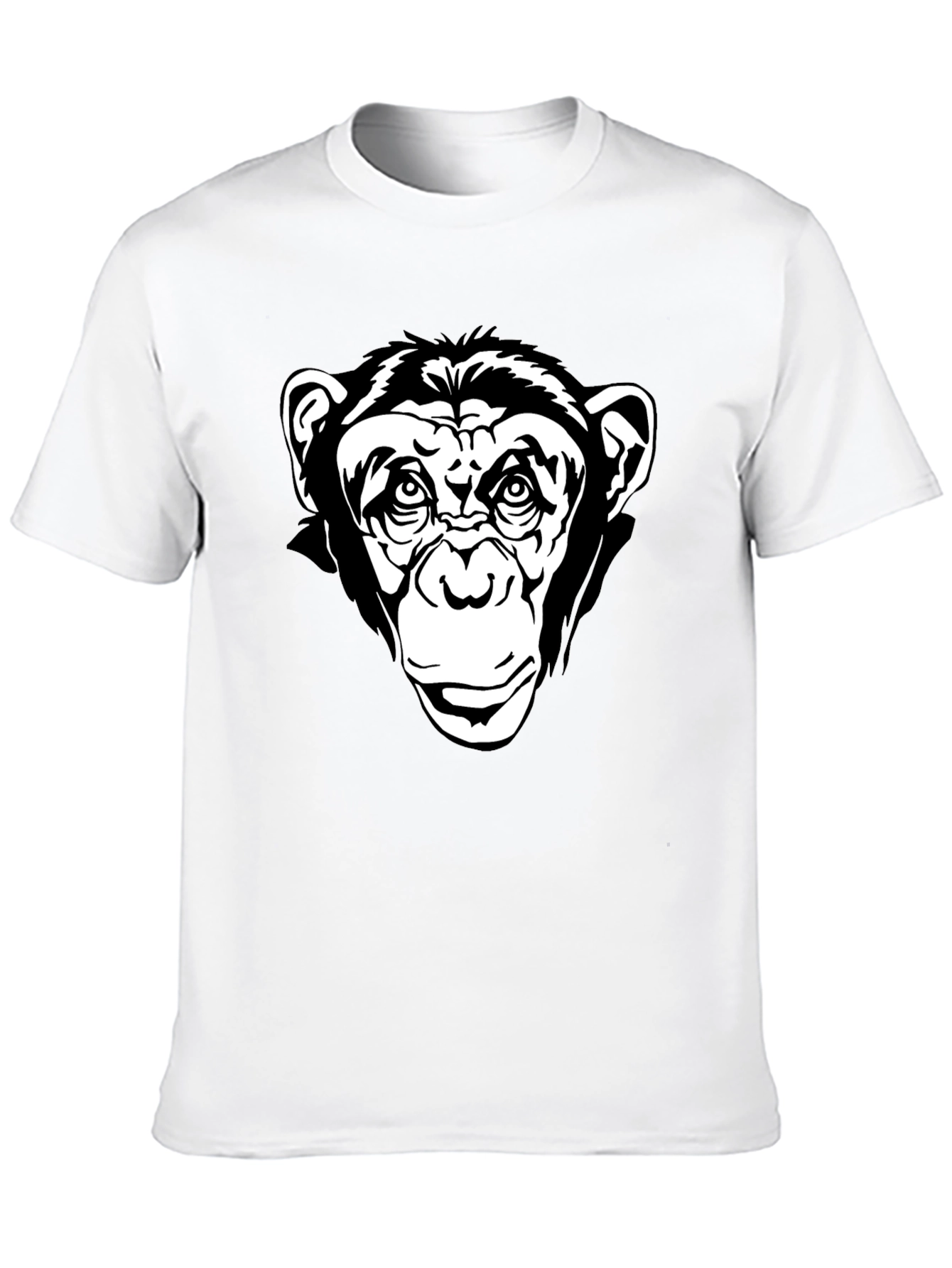 Chimpanzee Graphic Black T-Shirt - Classic Crew Neck Tee