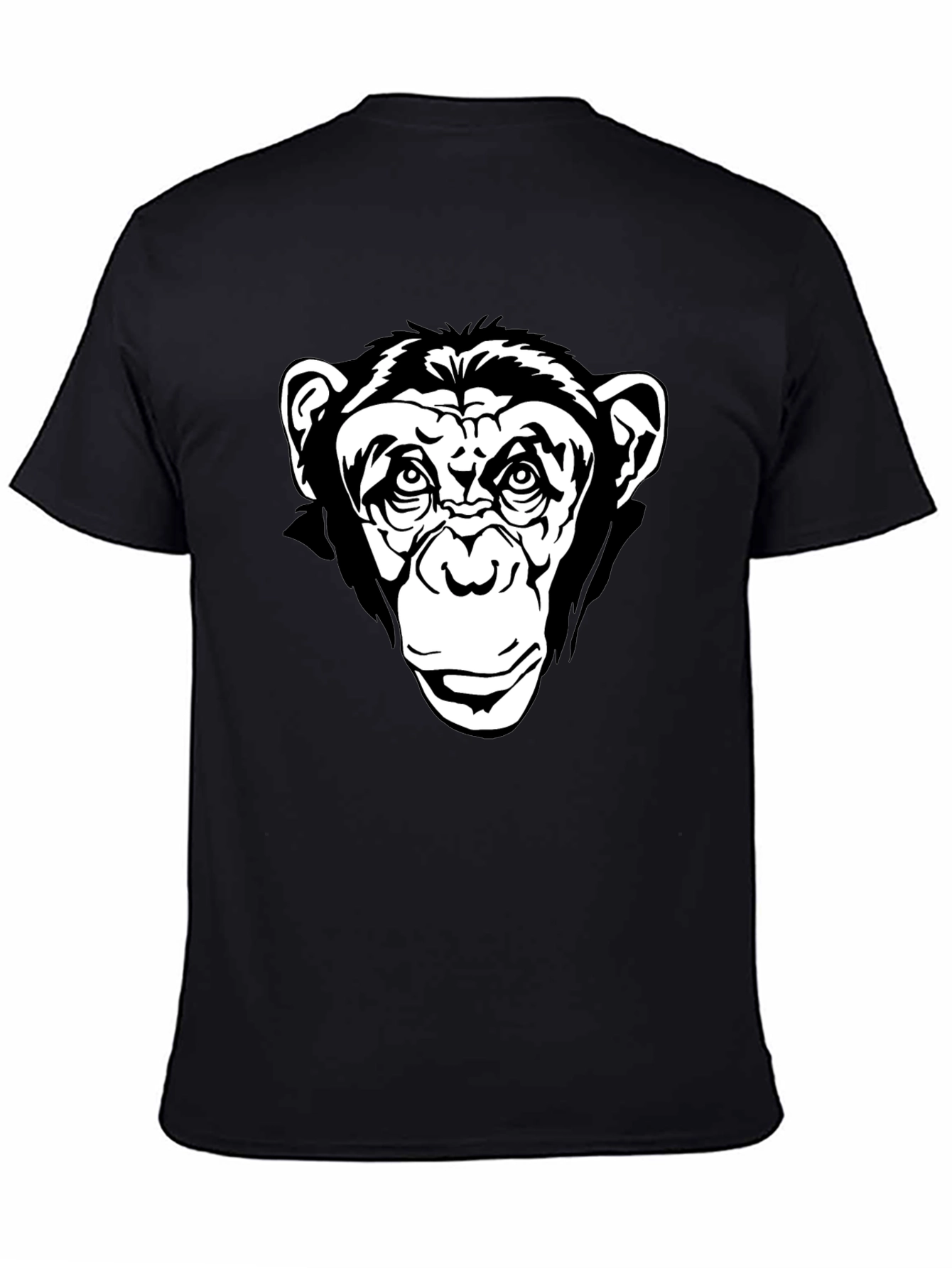 Chimpanzee Graphic Black T-Shirt - Classic Crew Neck Tee