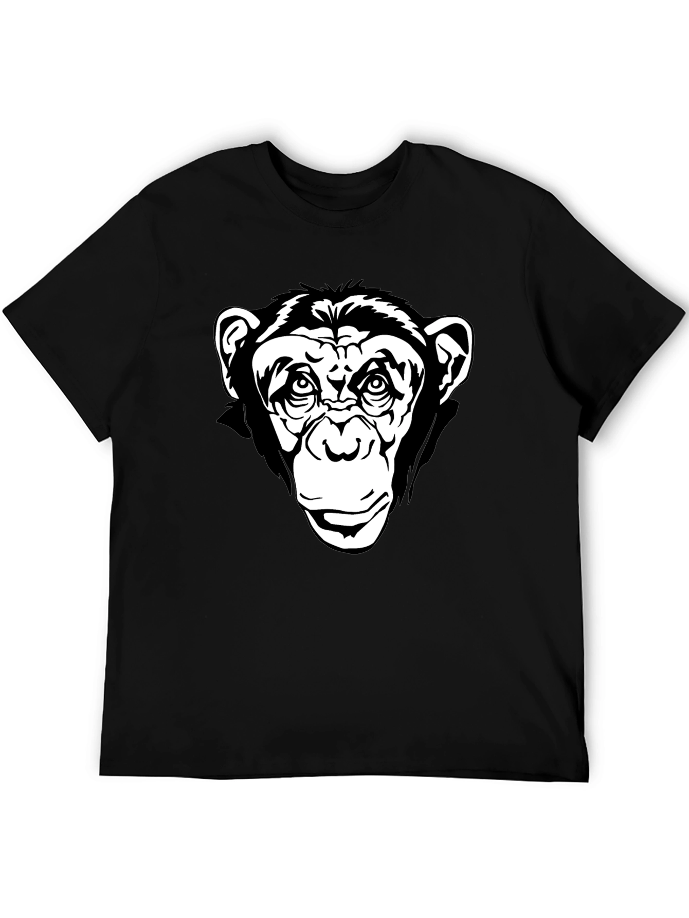 Chimpanzee Graphic Black T-Shirt - Classic Crew Neck Tee