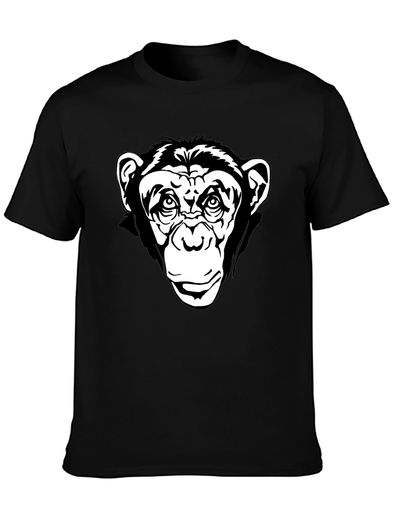 Chimpanzee Graphic Black T-Shirt - Classic Crew Neck Tee