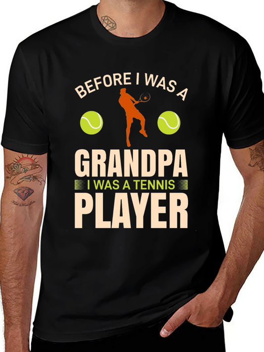 Grandpa Tennis Player Graphic T-Shirt
