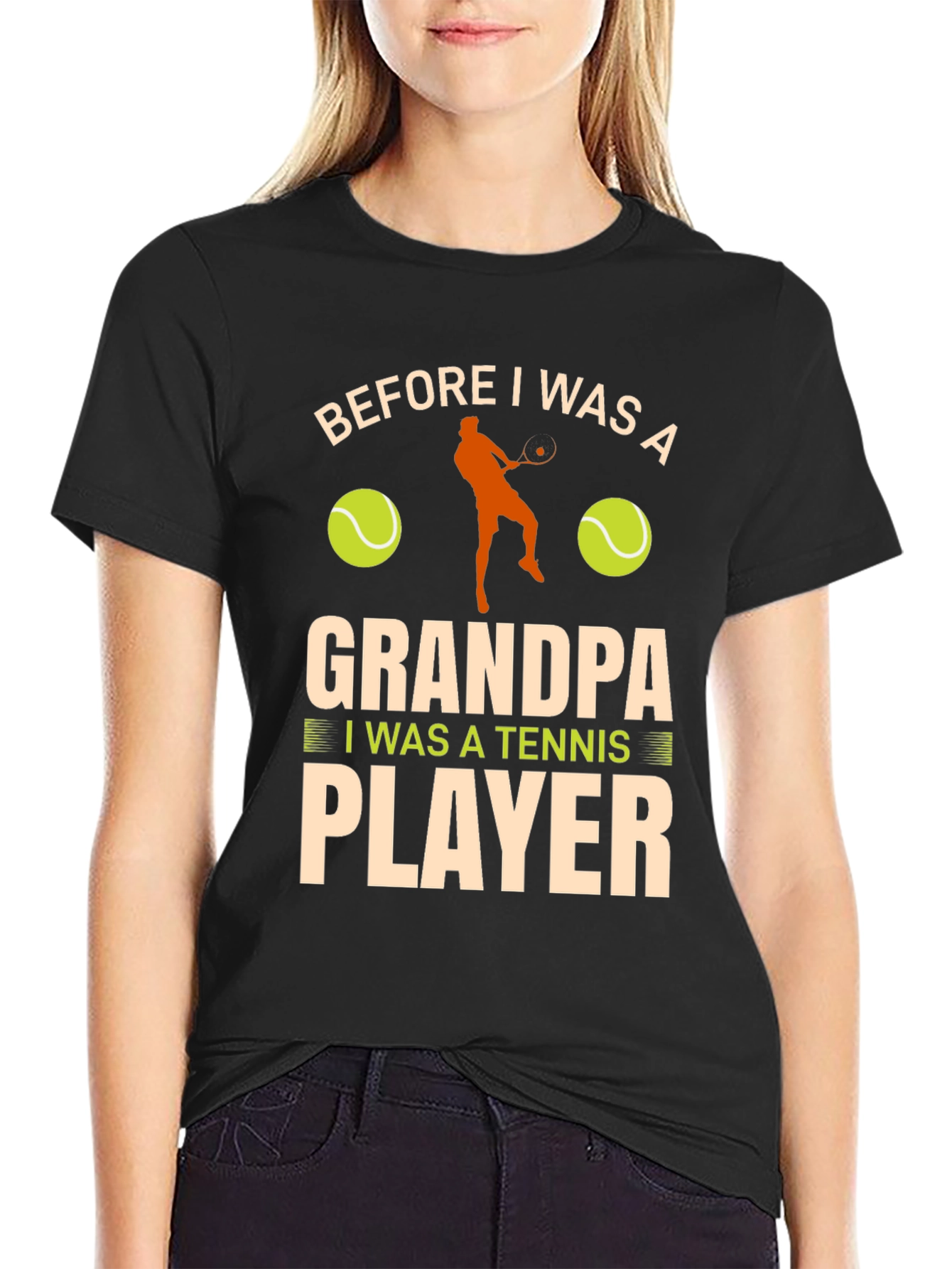 Grandpa Tennis Player Graphic T-Shirt