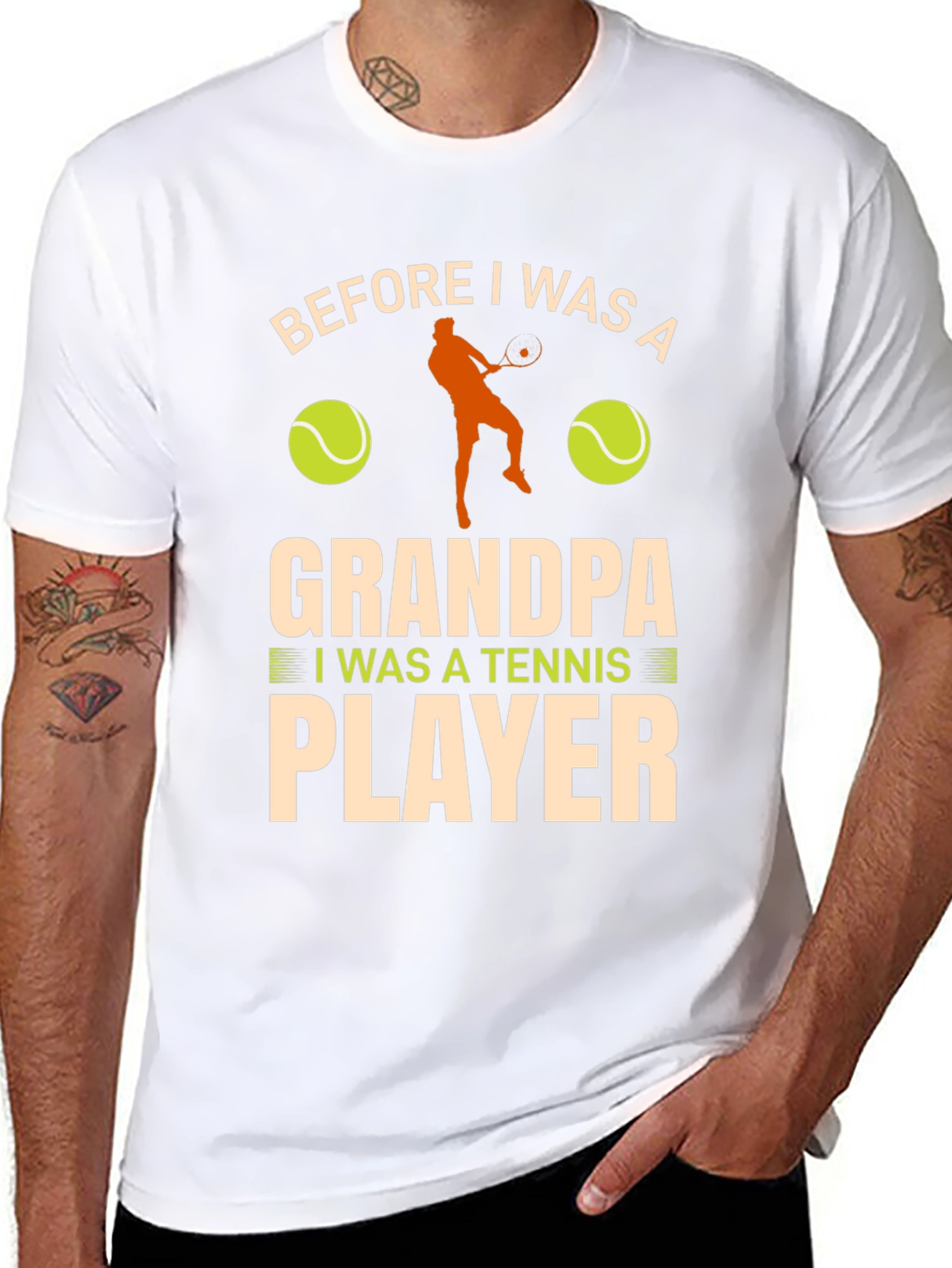 Grandpa Tennis Player Graphic T-Shirt