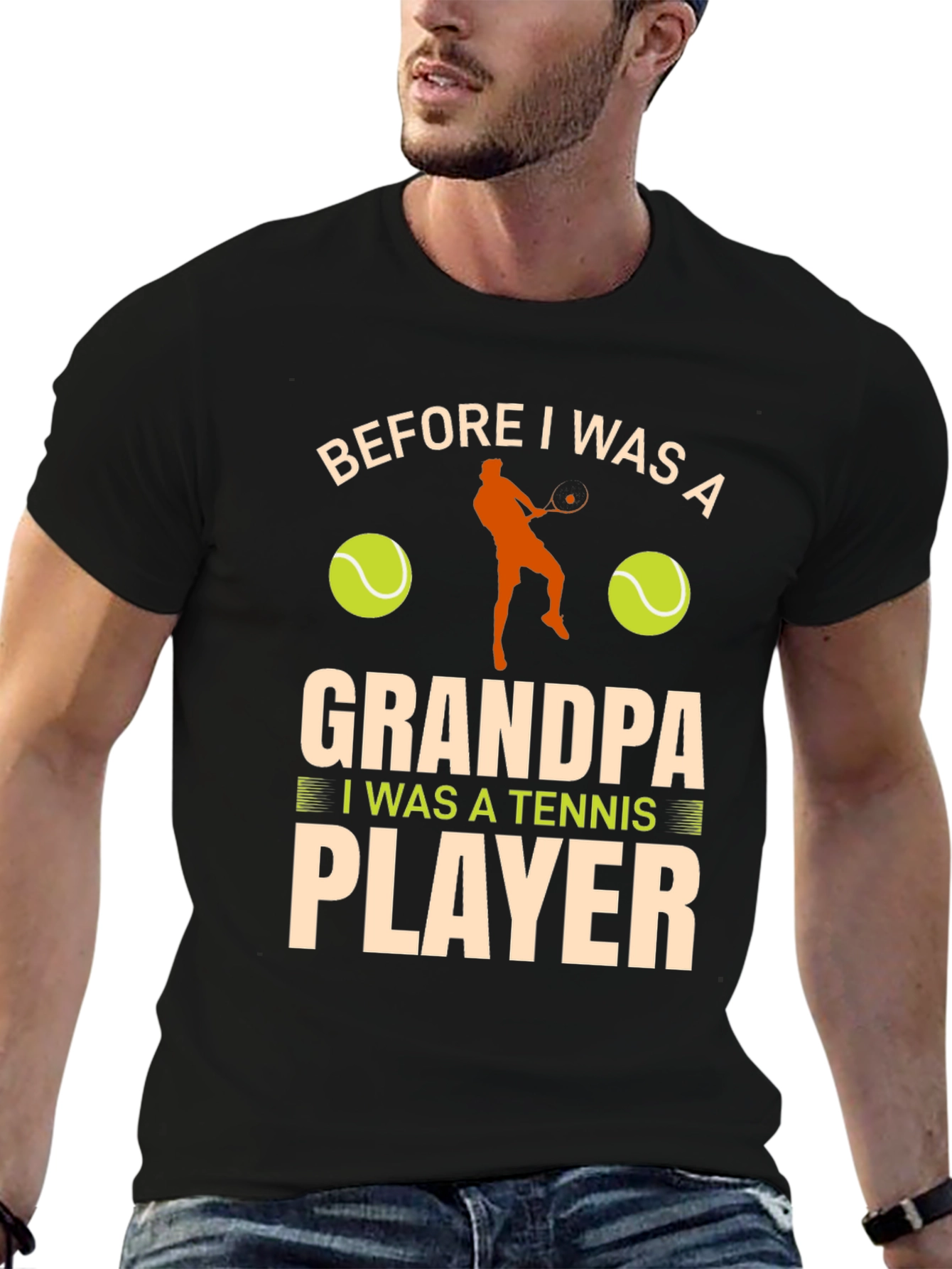 Grandpa Tennis Player Graphic T-Shirt