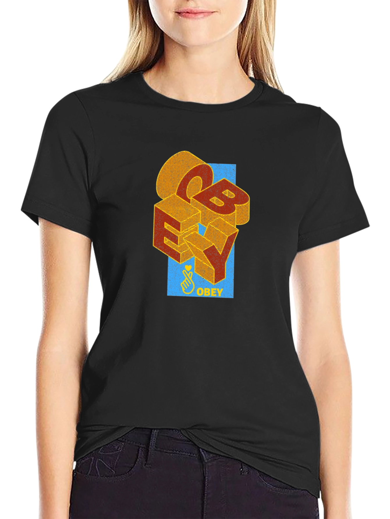 Obey Graphic Print Black T-Shirt